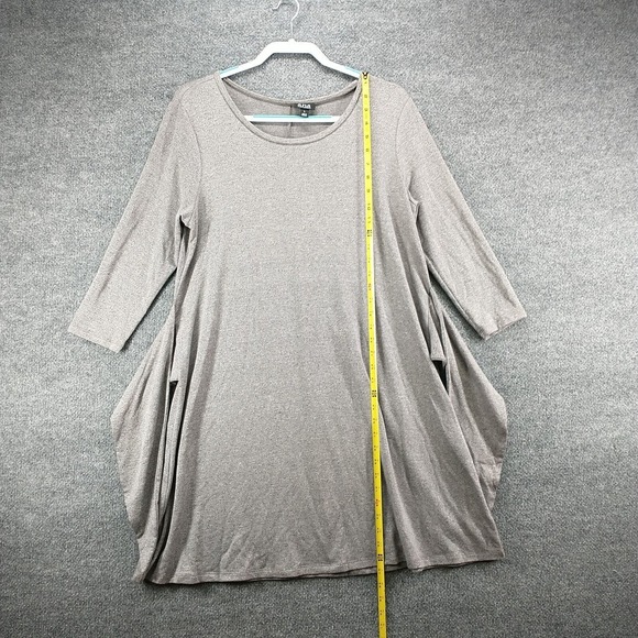 a.n.a Women's Front Tie A-Line Dress Gray Large 3/4 Sleeve Heather Crew Neck - Picture 12 of 14